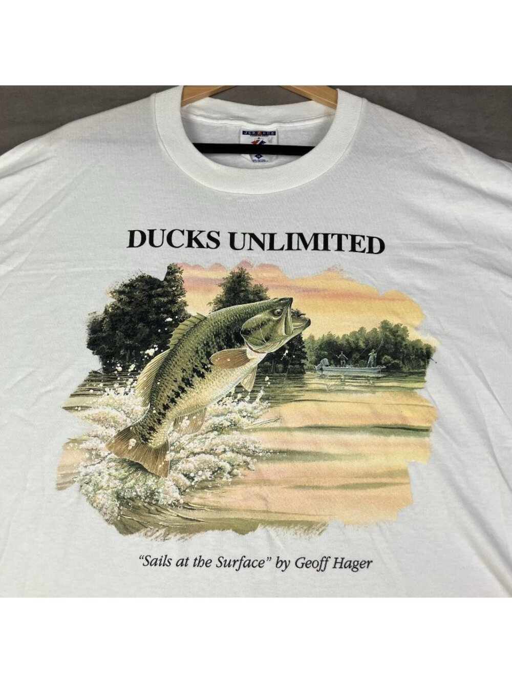 Vintage Ducks Unlimited Graphic T Shirt Men’s Size XXL Bass Fish Fishing White
